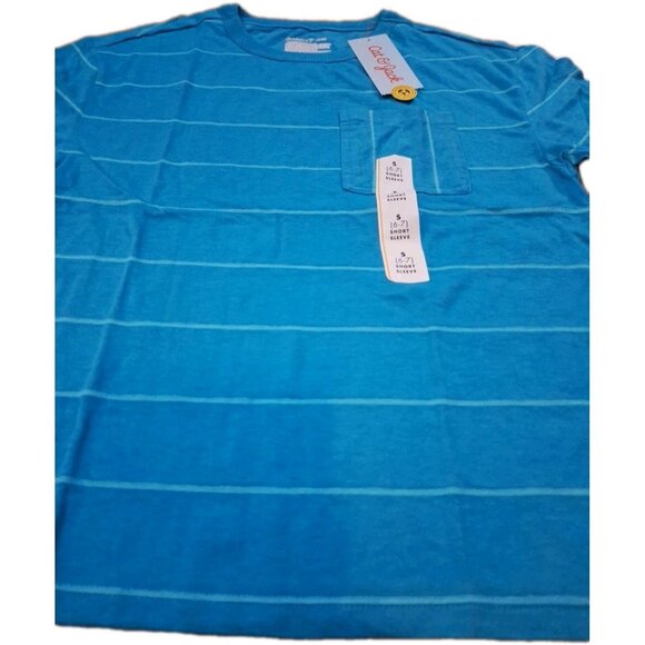 Cat & Jack Blue Striped Crew Neck Pocket T-Shirt Size Small 6/7 Boy Kid  New - Picture 3 of 10